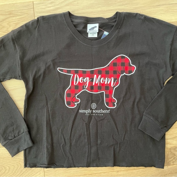 Simply Southern Black Tee with Red Plaid Dog Design - Picture 4 of 4